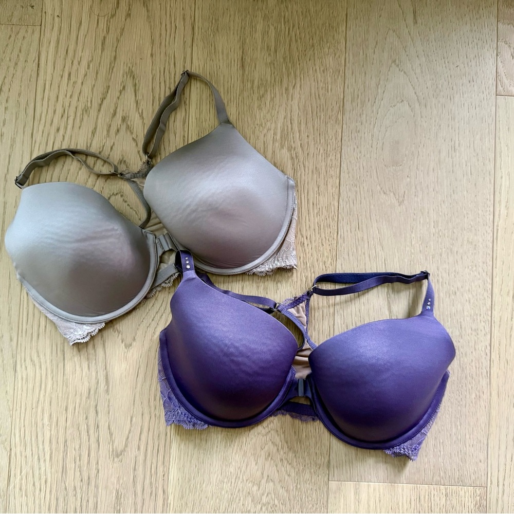 (2) Victoria’s Secret Demi Racerback Bras - Purple and Gray